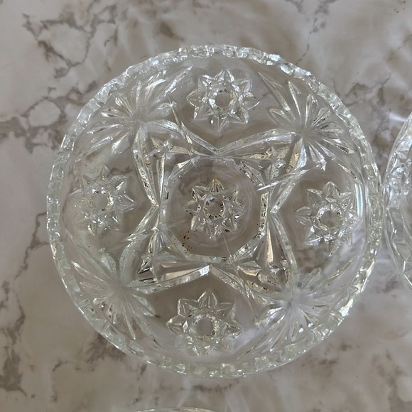 Vintage Glass Coasters - Set 4 Crystal Clear - Depression Glass Star - Picture 4 of 15